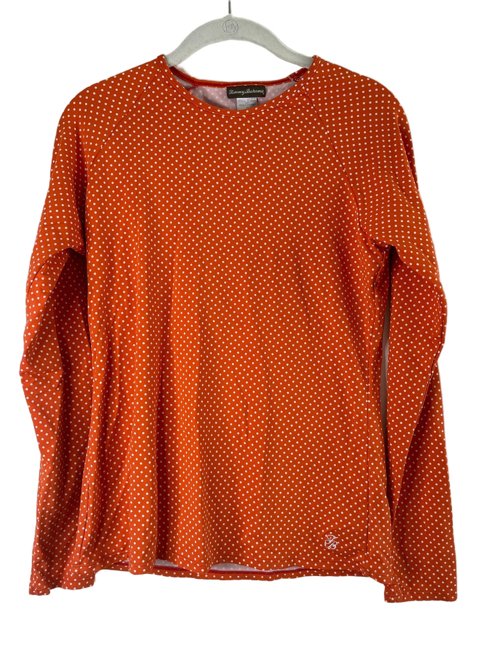 Tommy Bahama Bright Orange Dot Long Sleeve swim shirt L